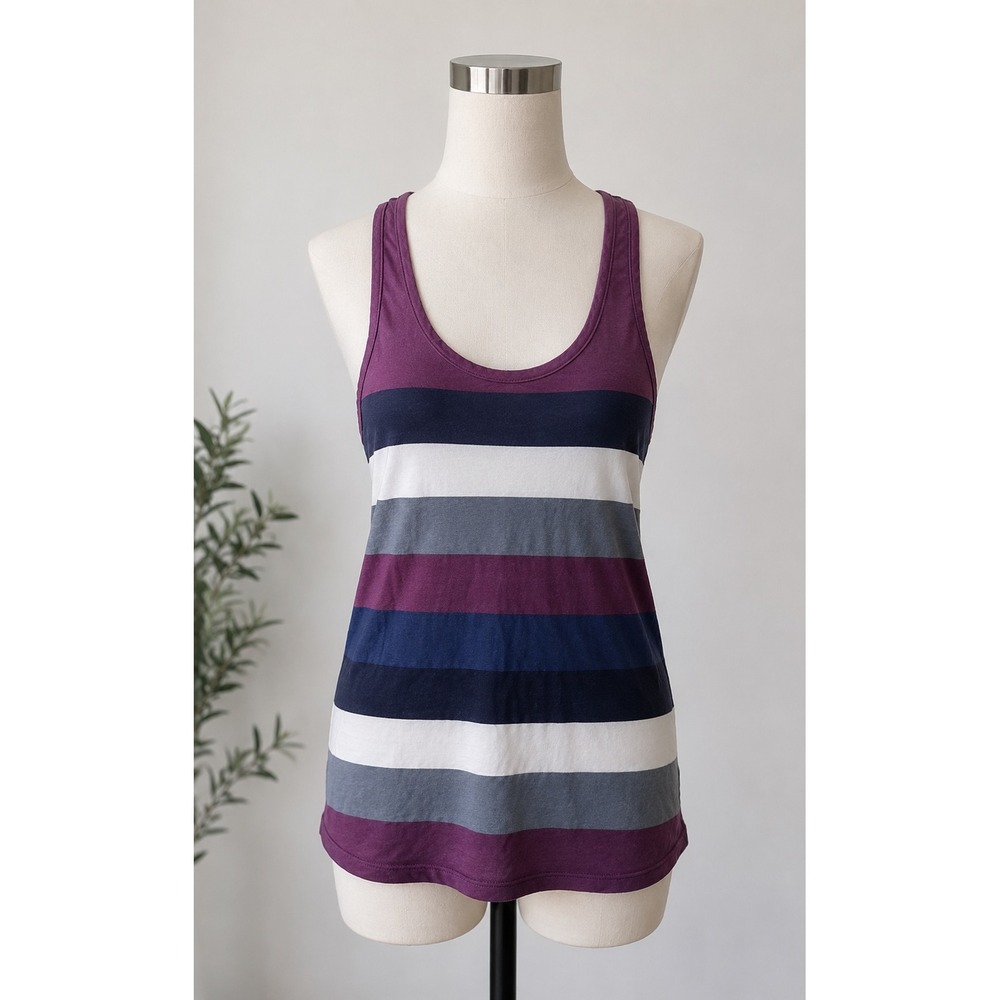 Lululemon Striped Racerback Tank Top Purple Blue Yoga Athletic Reversible